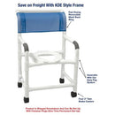 MJM International Knocked Down Mid-Size Shower Chair with 22 Inch Internal Width, Open Front Seat, 3 Inch Twin Brake Casters, 375 lbs Capacity