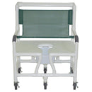 MJM International Bariatric Shower Commode Chair with reinforced PVC and heavy-duty casters. Moovkart
