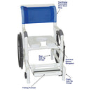 MJM International Self-Propelled Aquatic Rehab Shower Transport Chair, 18 Inch Width, 24 Inch Rear Wheels, 350 Lbs Capacity