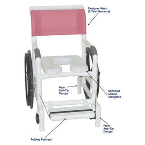 MJM International Self-Propelled Aquatic Rehab Shower Transport Chair, 18 Inch Width, 24 Inch Rear Wheels, 350 Lbs Capacity