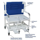 MJM International Bariatric Shower Chair, 30" Internal Width, Commode Pail, Sliding Footrest, 700 lbs Capacity