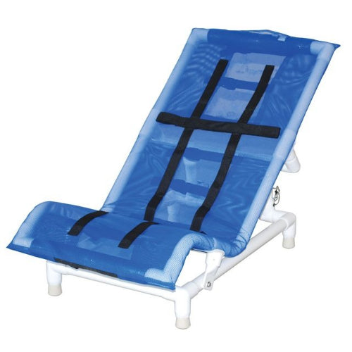 MJM International Reclining Bath/Shower Chair (X-Large) with adjustable recline and safety belts, healthcare-grade frame.