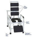 MJM International Reclining Shower Chair with Total Padding, Elevated Leg Extension, 325 lbs Capacity