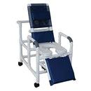 MJM International Reclining Shower Chair with Open Front Soft Seat, Elevated Leg Extension