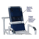MJM International Reclining Shower Chair with Open Front Soft Seat, Elevated Leg Extension