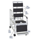 MJM International Tilt-N Space Shower Chair with Full Padding, Open Front Seat, Safety Belt, and Double Drop Arms, 250 Lbs Capacity