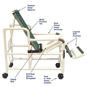 MJM International Tilt-N- Space Shower Chair with Open Front Soft Seat, Buckle Safety Belt, 250 lbs Capacity