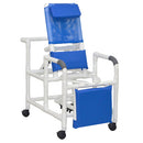 MJM International Reclining Shower Chair with Deluxe Open Front Commode Seat