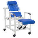 MJM International Reclining Shower Chair with Deluxe Open Front Commode Seat