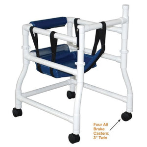 MJM International Pediatric Walker with 18 Inches Internal Width, Height Adjustable, 3 Inches Twin Casters, 100 lbs Capacity