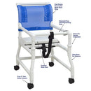 MJM International healthcare walker with cushioned seat, adjustable arms, and safety belt for assisted mobility, Moovkart.