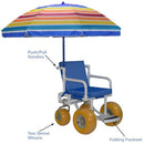 MJM International Recreational Chair with 20.25 inches Width, Safety Belt, Cushion Seat, and Umbrella for Outdoor Use