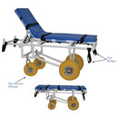 MJM International All-Terrain Stretcher with 300 lb capacity, 2 swivel, and 2 rigid wheels