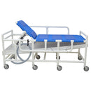 Patient transfer shower gurney with canvas drain pan, duo sling, and caster wheels by MJM International, Moovkart.