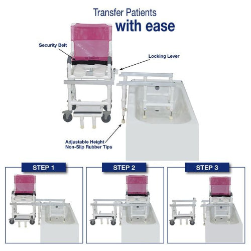 MJM International Deluxe All-Purpose Dual Shower Chair/Transfer Bench with Open-Front Seat and 300 lb Capacity