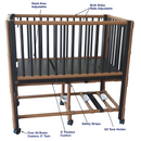 MJM International Wood Tone Pediatric Crib Bed with Adjustable Side Rails