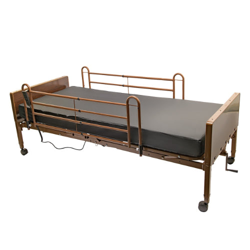 Proactive Medical semi-electric bed with half rails and Protekt 100 foam mattress for improved patient comfort. Moovkart