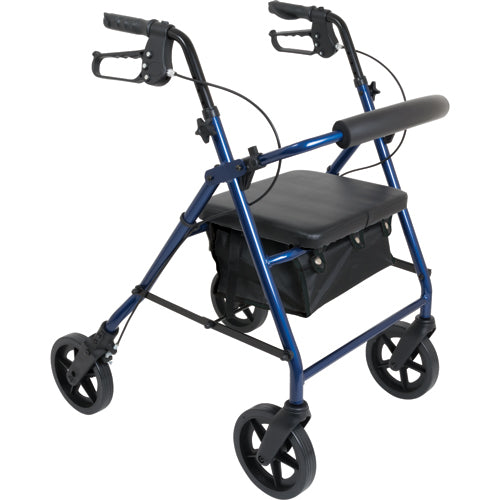 Deluxe Aluminum Rollator Blue Flame with 8 Wheels