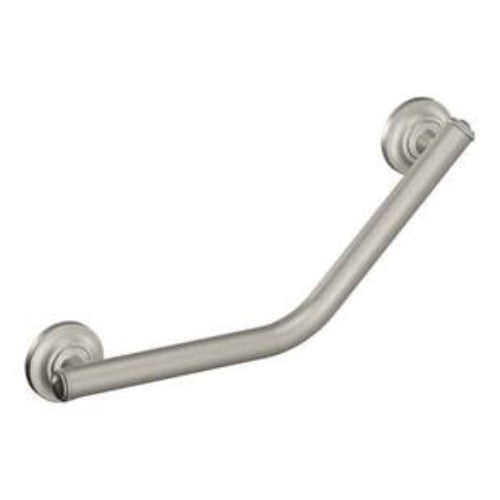 Moen Home Care 16-inch Angled Grab Bar in brushed nickel finish for bathroom safety,Moovkart