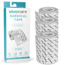 Vive Health Soft Cloth Surgical Tape, 3 Rolls, Breathable and Latex Free, 4 Inch x 10 Yards, White