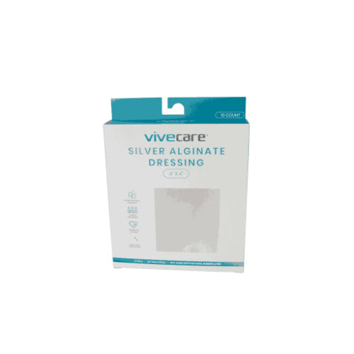 Vive Health 4 Inch Silver Alginate Dressing Sterile, Large
