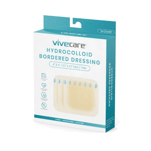 Vive Health 6 Inch Hydrocolloid Bordered Dressing Sterile,Large