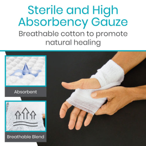 Vive Health Gauze Rolls Sterile, 4 Inches, Large