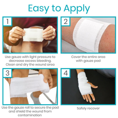 Vive Health Gauze Rolls Sterile, 4 Inches, Large