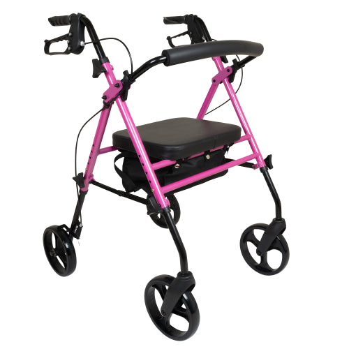 ProBasics Pink Rollator with adjustable seat and 8-inch wheels for secure, effortless mobility, Moovkart