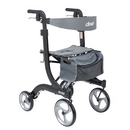 Drive Medical Nitro Aluminum Rollator, 10-inch Casters, Tall Height, Black, designed for smooth mobility and stability. Moovkart.