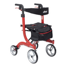 Drive Medical Nitro Aluminum Rollator, 10-inch Casters, Tall Height, Red, designed for smooth and secure mobility. Moovkart.