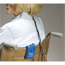 Skil-Care Econo-Alarm on a geri-chair using hook and loop strap for fall prevention, Moovkart 