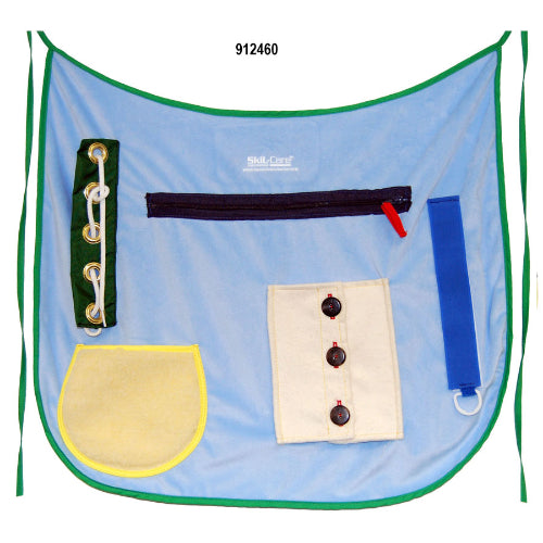 Skil-Care Activity Apron for sensory therapy and fine motor skill development with various textures and activities. Moovkart