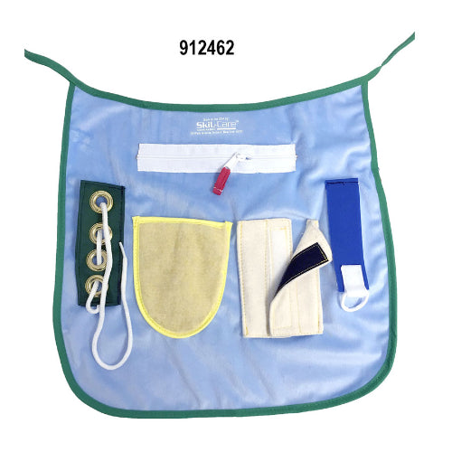 Skil-Care Sensory Activity Apron with hook and loop pocket, enhances fine motor skills and sensory engagement, Moovkart.