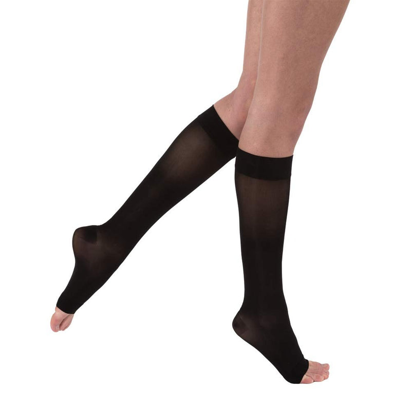 Jobst Ultrasheer Knee High Closed Toe 20-30mmHg Compression Stockings, Classic Black, Large, Full-Calf