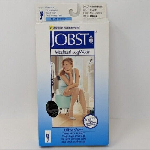 Jobst Ultrasheer 15-20mmHg Knee-High Compression Stockings Pair, Black