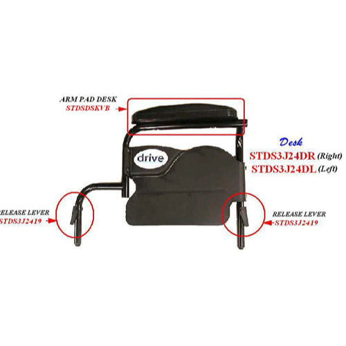 Drive Medical Universal Wheelchair Desk Arm Pad, Vinyl designed for comfort and support on wheelchair desk arms, Moovkart