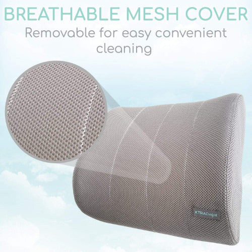Vive Health Lumbar Cushion Foam with Mesh Cover, Gray