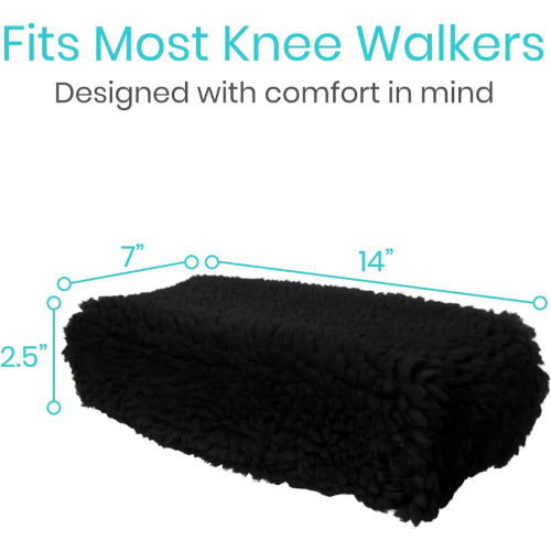 Vive Health Knee Walker Pad Cover, Faux Sheepskin, Black