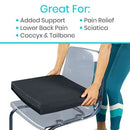 Vive Health Gel Cushion, 18×16 Inch Wheelchair Seat for Pressure Relief and Coccyx Support