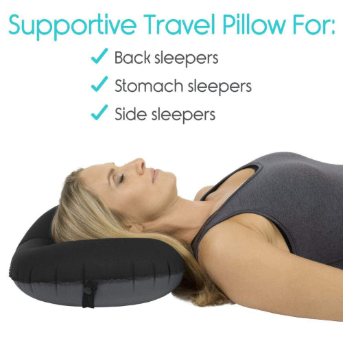 Vive Health Inflatable Lumbar Cushion with Strap, 5.51 Inch, Portable Back Support for Travel and Office