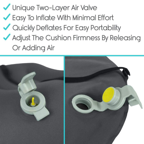 Vive Health Inflatable Lumbar Cushion with Strap, 5.51 Inch, Portable Back Support for Travel and Office