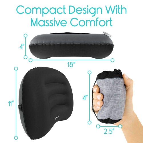Vive Health Inflatable Lumbar Cushion with Strap, 5.51 Inch, Portable Back Support for Travel and Office
