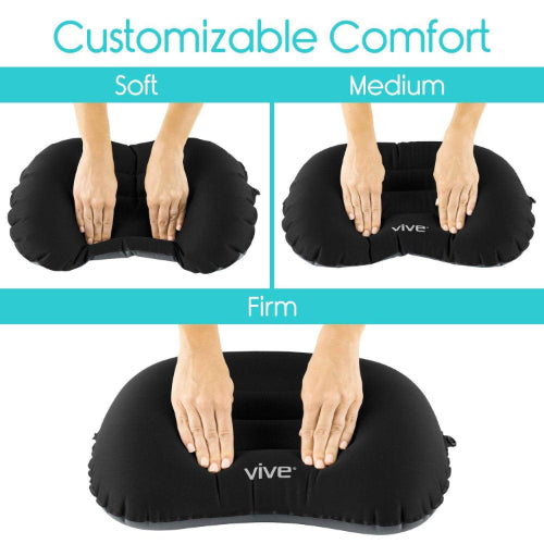 Vive Health Inflatable Lumbar Cushion with Strap, 5.51 Inch, Portable Back Support for Travel and Office