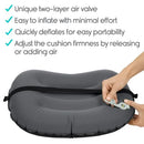 Vive Health Inflatable Lumbar Cushion with Strap, 5.51 Inch, Portable Back Support for Travel and Office