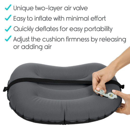 Vive Health Inflatable Lumbar Cushion with Strap, 5.51 Inch, Portable Back Support for Travel and Office