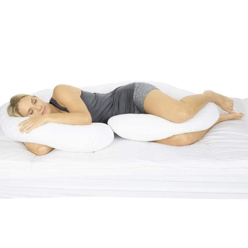 C-shaped body pillow with soft white cover