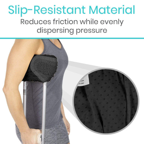 Vive Health Sheepskin Crutch Pads With Hand Grips, 4 Piece, Black