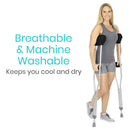 Vive Health Sheepskin Crutch Pads With Hand Grips, 4 Piece, Black