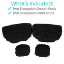 Vive Health Sheepskin Crutch Pads With Hand Grips, 4 Piece, Black